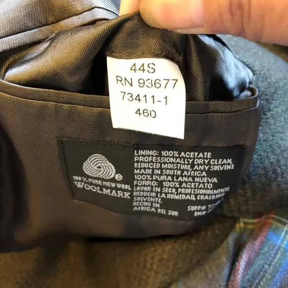 100% Wool Stafford Men Gray Strip Suit Blazer Jacket Size 44S Pocket - Picture 9 of 9